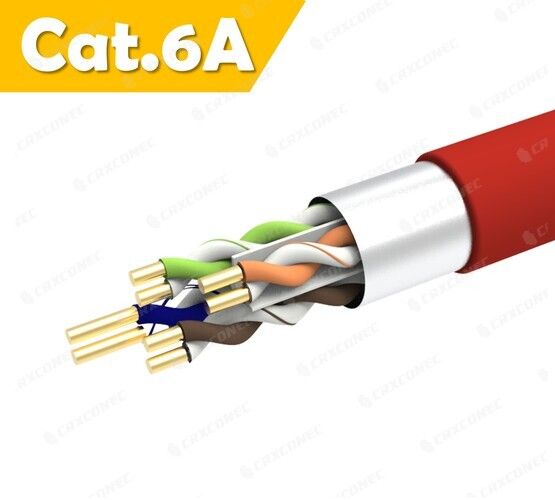 كابل LAN صلب CAT.6A 23AWG FTP أحمر PVC