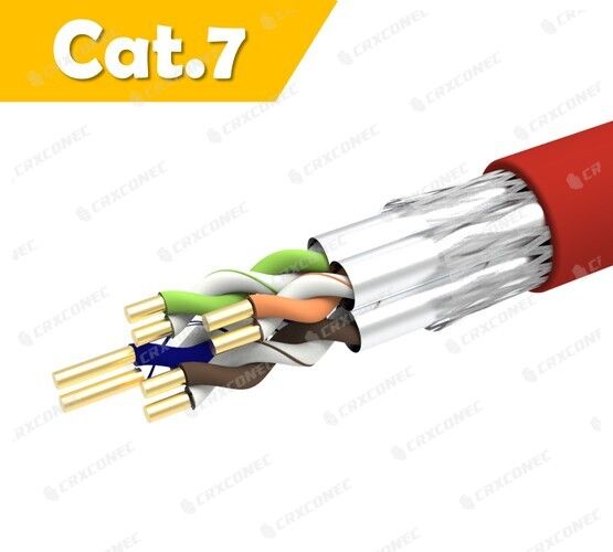 كابل LAN صلب Cat.7 23 AWG S/FTP أحمر PVC