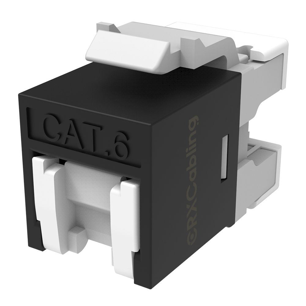 화이트 셔터가 있는 UTP Cat.6 키스톤 잭.