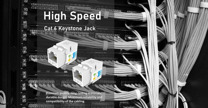 تطبيق جاك الضغط لكابل UTP من النوع Cat6 لشبكة Ethernet