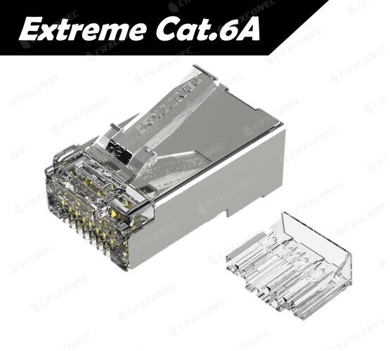 موصل RJ45 STP Cat.6A مدرج في UL مع إدخال.