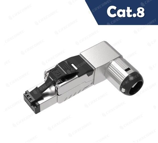 موصل RJ45 بدون أدوات من نوع Cat.8 40G Ethernet STP مع مشبك أسود