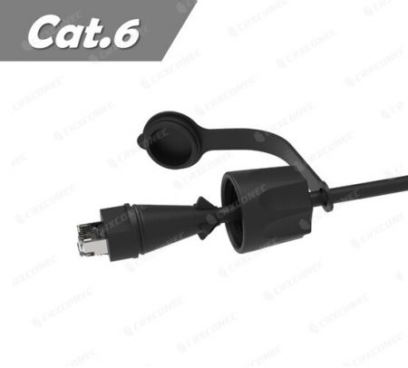 كابل تصحيح صناعي F/UTP Cat.6 26AWG مع تصنيف IP68 معتمد من SGS بطول 1 متر - كابل باتش صناعي فئة 6 FTP بسمك 26AWG مع تصنيف IP68.