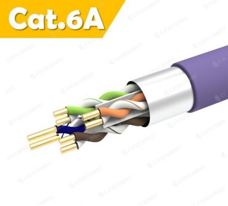 이더넷 PVC CM 등급 23 AWG FUTP Cat.6A 이더넷 케이블 305M - CAT.6A 23AWG FTP 솔리드 랜 케이블 퍼플 PVC