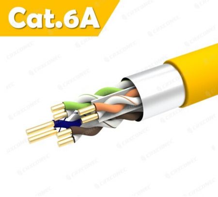 Poe+ PVC CM 등급 23 AWG 이더넷 Cat.6A F/UTP 솔리드 데이터 랜 케이블 305M - CAT.6A 23AWG FTP 솔리드 랜 케이블 노란색 PVC