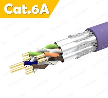 이더넷 PVC CM 등급 23 AWG S/FTP Cat.6A 이더넷 케이블 305M - Cat.6a 23 AWG S/FTP 솔리드 LAN 케이블 퍼플 PVC