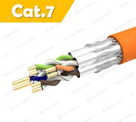 كابل بيانات LAN صلب من نوع S/FTP Cat.7 بسمك 23 AWG معتمد من PVC بطول 305 متر