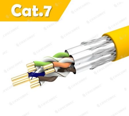 كابل بيانات LAN صلب من نوع Cat.7 S/FTP بقطر 23 AWG معتمد من Poe PVC CM بطول 305 متر