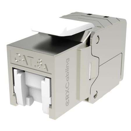 Jack Keystone Etherent Berperisai Tanpa Alat Cat.6A 4PPoE Dengan Penutup - Jack Keystone RJ45 Cat.6A STP Tanpa Alat Dengan Penutup.