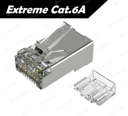 Conector RJ45 STP Cat.6A extremo listado por UL con inserto - Conector RJ45 STP Cat.6A extremo listado por UL con inserto.