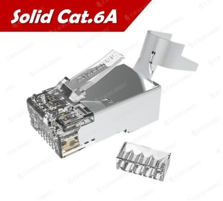 UL Listeli Katı Cat.6A STP Kalite RJ45 Konnektörü 1.2 mm Gümüş Renk.