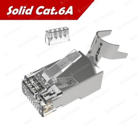 1.5 mm Gümüş Renkli UL Listeli Katı Cat.6A STP RJ45 8P8C Konnektörü