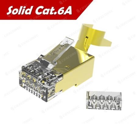 UL Listeli Katı Cat.6A STP RJ45 Konnektörü 1.2 mm Altın Renk - UL Listeli Katı Cat.6A STP RJ45 Konnektörü 1.2 mm Altın Renk