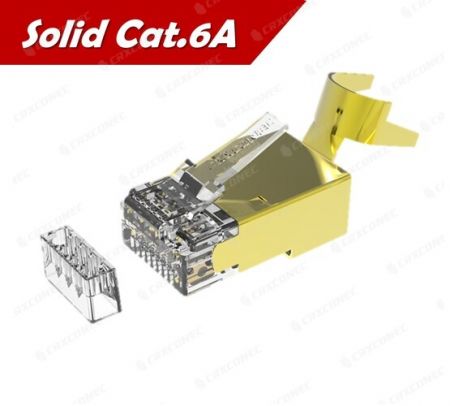 UL Listeli Katı Cat.6A STP RJ45 Konnektörü 1.5 mm Altın Renk - UL Listeli Katı Cat.6A STP RJ45 Konnektörü 1.5 mm Altın Renk