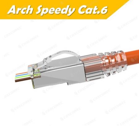 UL Listeli Hızlı Yay Arch Cat.6 Kalkanlı Geçişli RJ45 Konnektörü