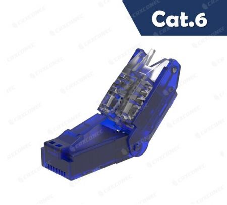 Mavi renkte 4PPoE Cat.6 Döner UTP Araçsız RJ45 Konnektör - Mavi renkte 4PPoE Cat.6 Döner UTP Araçsız RJ45 Konnektör