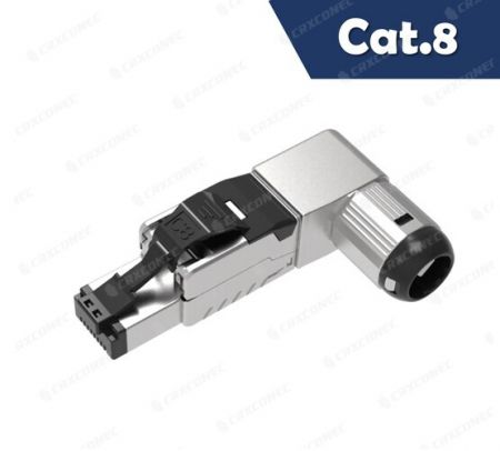 Conector RJ45 sin herramientas de 40G Ethernet STP de cinco ángulos Cat.8 con pestillo negro - Conector RJ45 sin herramientas de 40G Ethernet STP de cinco ángulos Cat.8 verificado por GHMT con pestillo negro