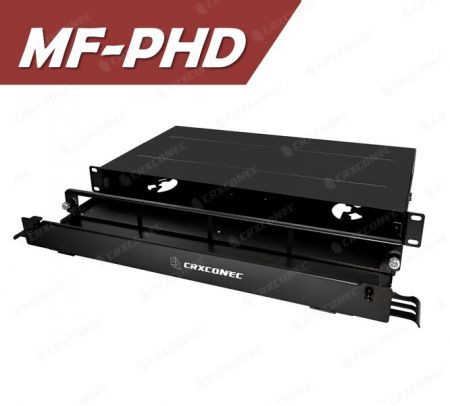 Panel Patch Serat Rak Gelongsor Depan MF PHD 4 Slot dengan Penutup Pintu Bar Sokongan Depan