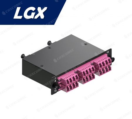 LGX Tip 24C FO Optik Patch Panel Kaseti OM4 (2x12F'den 6 LC Dörtlü Kasete), Mor