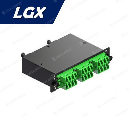LGX Tip 24C FO Optik Patch Panel Kaseti SM APC (2x12F'den 6 LC Dörtlü Kaset), Yeşil