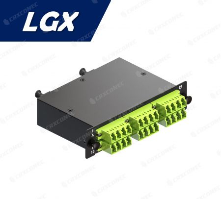 LGX Tip 24C FO Optik Patch Panel Kaseti OM5 (2x12F'den 6 LC Dörtlü Kaset), Limon Yeşili