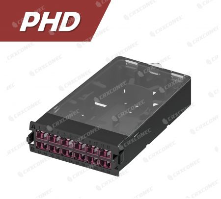 PHD OM4 24C Plastik Fiber Optik Dağıtım Çerçevesi Kaseti (12 Kapaklı LC Duplex), Mor - OM4 24C ODF Splice Kaseti