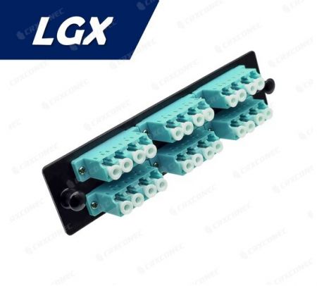LGX Tip Fiber Dağıtım Paneli OM3 24C Adaptör Plakası (6 LC Dörtlü), Aqua - LGX OM3 24C Fiber Adaptör Plakası