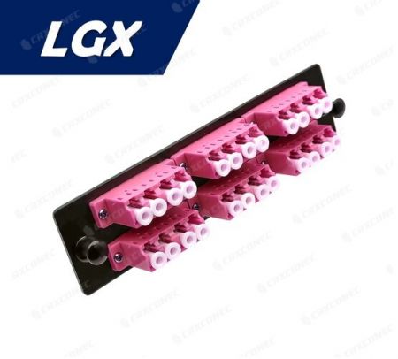 LGX Tip Fiber Dağıtım Paneli OM4 24C Adaptör Plakası (6 LC Dörtlü), Mor - LGX OM4 24C Fiber Adaptör Plakası