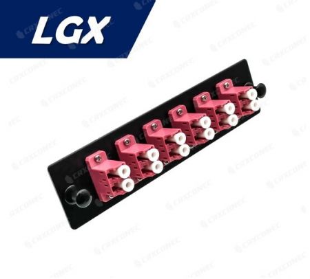 LGX Tip ODF Panel OM4 12C Adaptör Plakası (6 LC Duplex), Mor - LGX OM4 LC Duplex 12C Adaptör Paneli