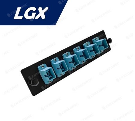 LGX Tip FO Patch Panel OM3 6C Adaptör Plakası (6 SC Simplex), Aqua - LGX OM3 SC Simplex 6C Adaptör Paneli