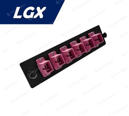 LGX Tip FO Patch Panel OM4 6C Adaptör Plakası (6 SC Simplex), Mor - LGX OM4 SC Simplex 6C Adaptör Paneli