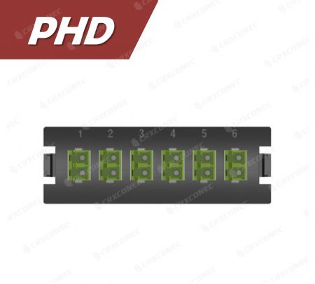 PHD Tipi Fiber Sonlandırma Paneli 12C Adaptör Plakası OM5 (6 LC Duplex), Limon Yeşili - CRXCabling PHD Serisi LC 12C OM5 Adaptör Plakası