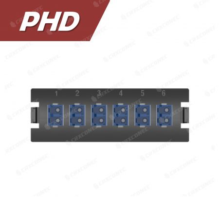 PHD Tipi Fiber Sonlandırma Paneli 12C Adaptör Plakası SM (6 LC Duplex), Mavi - CRXCabling PHD Serisi LC 12C Tek Mod Adaptör Plakası