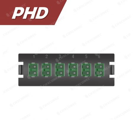 PHD Tipi Fiber Sonlandırma Paneli 12C Adaptör Plakası SM APC (6 LC Duplex), Yeşil - CRXCabling PHD Serisi LC 12C Tek Mod Adaptör Plakası
