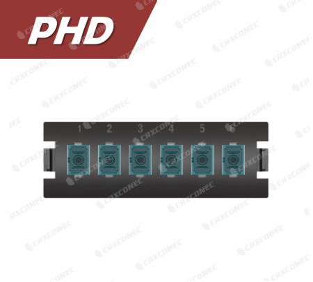 PHD Tipi Fiber Sonlandırma Paneli 6C Adaptör Plakası OM3 (6 SC Simplex), Aqua - CRXCabling PHD Serisi SC 6C OM3 Adaptör Plakası