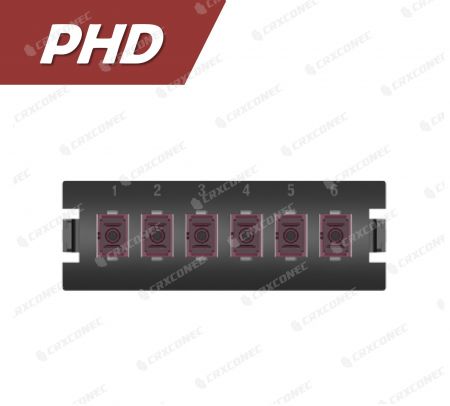 PHD Tipi Fiber Sonlandırma Paneli 6C Adaptör Plakası OM4 (6 SC Simplex), Mor - CRXCabling PHD Serisi SC 6C OM4 Adaptör Plakası