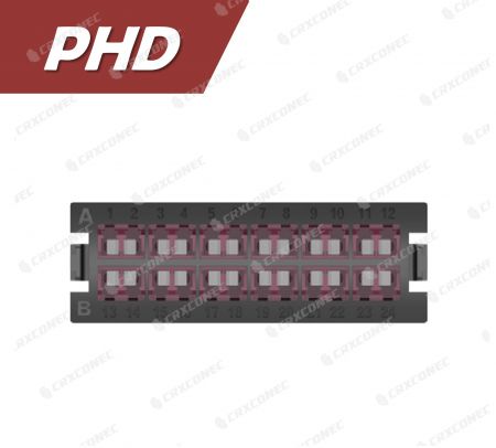 PHD Tipi Fiber Sonlandırma Paneli 24C Adaptör Plakası OM4 (12 LC Duplex), Mor - CRXCabling PHD Serisi LC 24C OM4 Adaptör Plakası