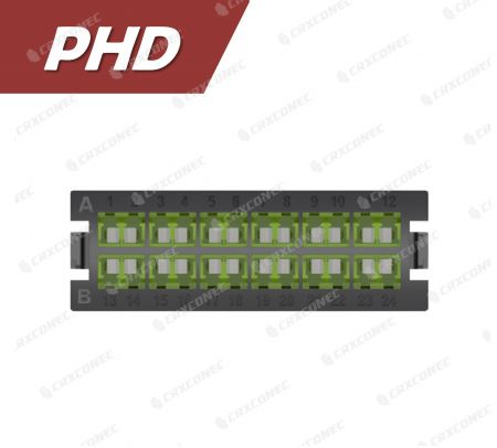 PHD Tipi Fiber Sonlandırma Paneli 24C Adaptör Plakası OM5 (12 LC Duplex), Limon Yeşili - CRXCabling PHD Serisi LC 24C OM5 Adaptör Plakası