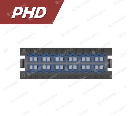 PHD Tip Fiber Sonlandırma Paneli 24C Adaptör Plakası SM (12 LC Duplex), Mavi - CRXCabling PHD Serisi LC 24C Tek Mod Adaptör Plakası