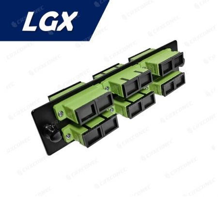LGX Tip ODF Panel OM5 12C Adaptör Plakası (6 SC Duplex), Limon Yeşili - LGX OM5 SC Duplex 12C Adaptör Paneli